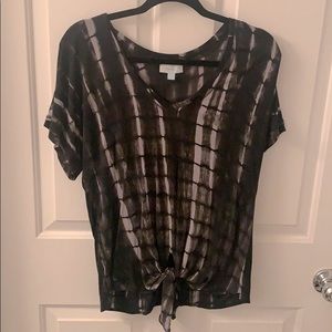 Veronica M. Black and grey tie dye v-neck